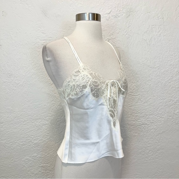 Vintage Victorias Secret XS Gold Label Cami Camisole Top Ivory White Satin Lace - Picture 4 of 9
